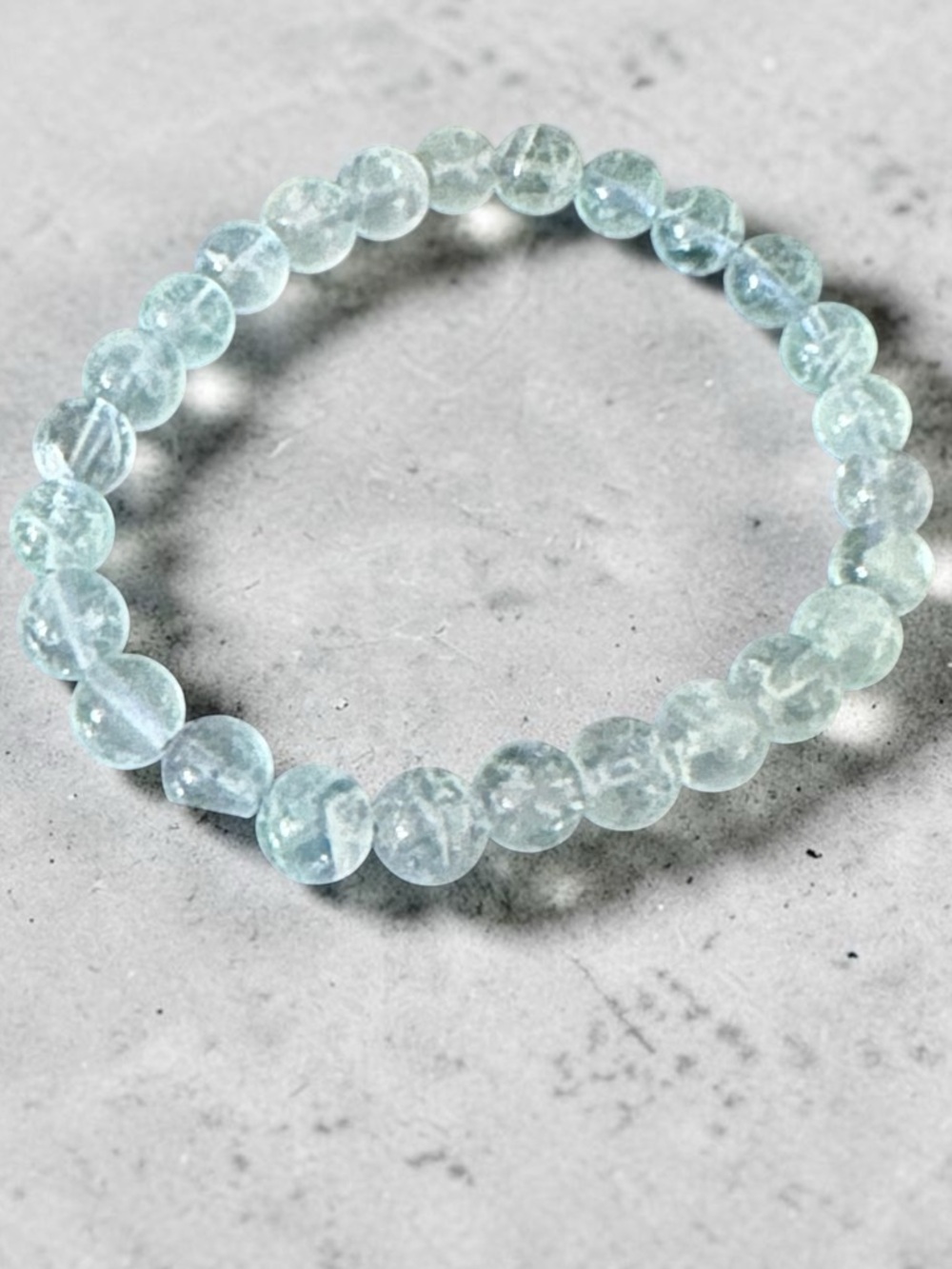 Aquamarine Crystal Bead Stretch Bracelet  6mm-